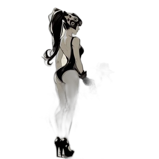 dress, mask, robot, concept art, cartoon, comic book art, fantasy art, neon lights transparent PNG cut-out