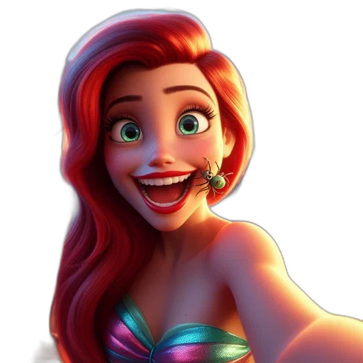 face, dress, cartoon, 3d render, photorealistic, concept art, underwater, animated transparent PNG cut-out