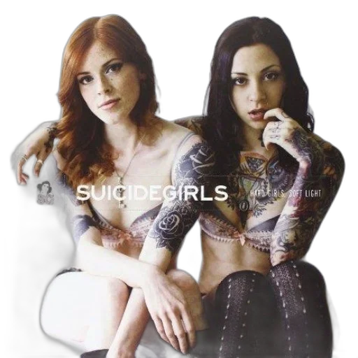 image, features, two, women, tattoos, one, red, hair transparent PNG cut-out