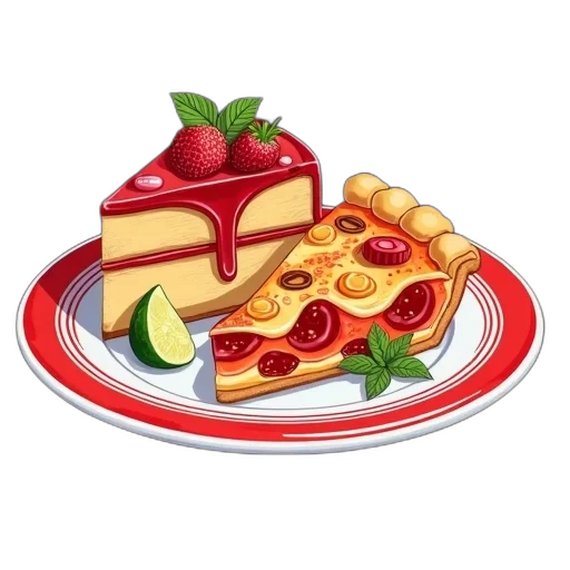 food, 3d render, pixel art, photorealistic, concept art, colorful, illustration, plate transparent PNG cut-out