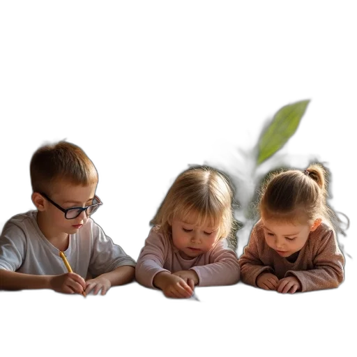 staff, photorealistic, 3d render, three, children, look, art, lesson transparent PNG cut-out