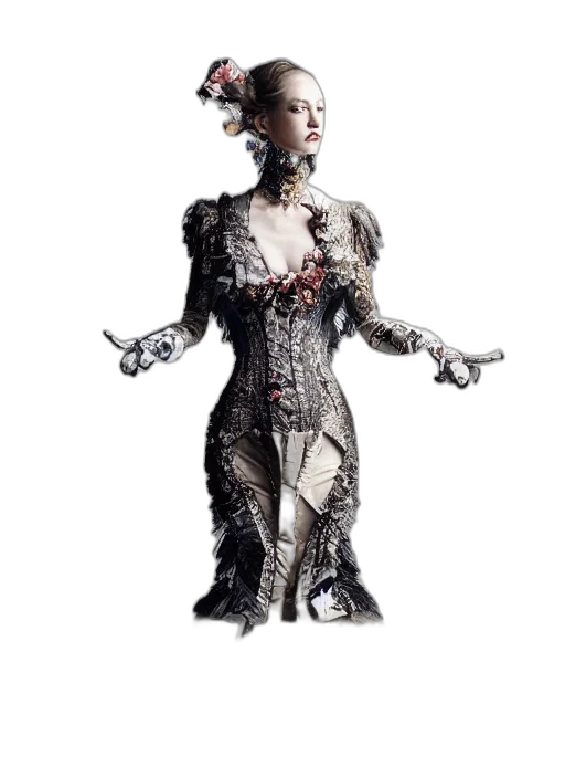 dress, robot, jewelry, staff transparent PNG cut-out