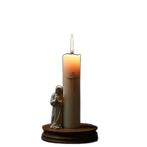 3d render, photorealistic, fire, lit, candle, wax, figure, woman transparent PNG cut-out
