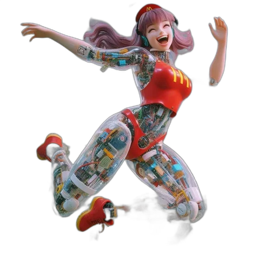 robot, dress, 3d render, concept art, fantasy art, photorealistic, animated, figure transparent PNG cut-out