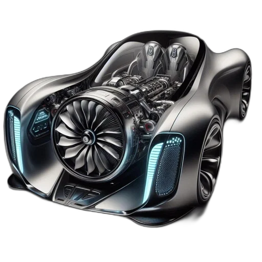 car, robot, 3d render, concept art, futuristic, transparent, front, section transparent PNG cut-out