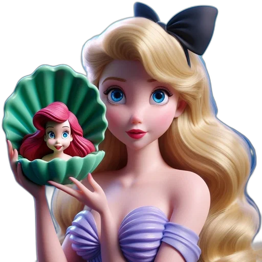 3d render, photorealistic, concept art, cartoon, underwater, animated, girl, green transparent PNG cut-out