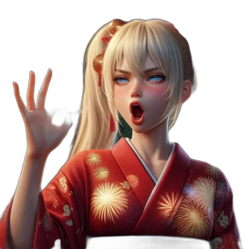 face, staff, photorealistic, anime, 3d render, concept art, red, digitally transparent PNG cut-out