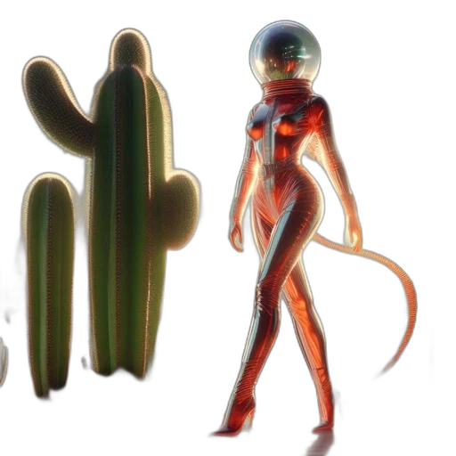 concept art, 3d render, fantasy art, comic book art, outer space, neon, humanoid, figure transparent PNG cut-out