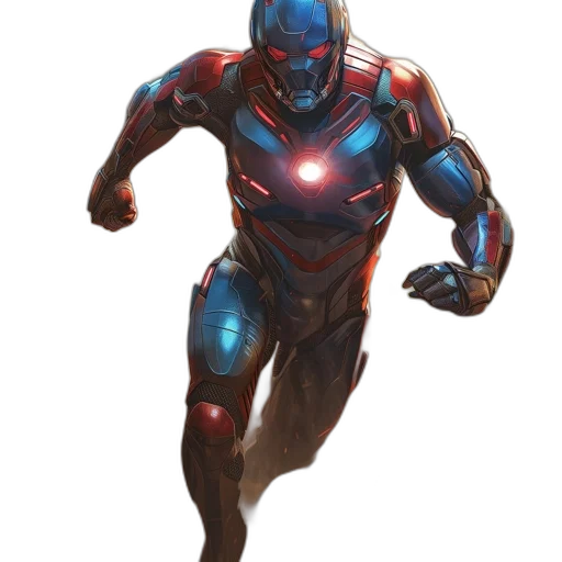 robot, concept art, comic book art, 3d render, pixel art, blue, red, futuristic transparent PNG cut-out