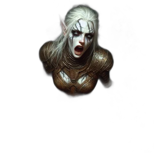 mask, face, creature, hair, concept art, fantasy art, comic book art, 3d render transparent PNG cut-out