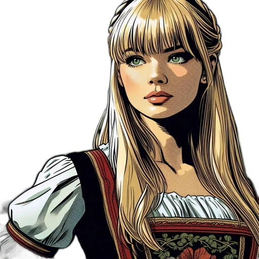 dress, comic book art, fantasy art, concept art, cartoon, woman, traditional, blonde transparent PNG cut-out