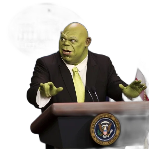 mask, creature, concept art, 3d render, photorealistic, outer space, shrek, dressed transparent PNG cut-out