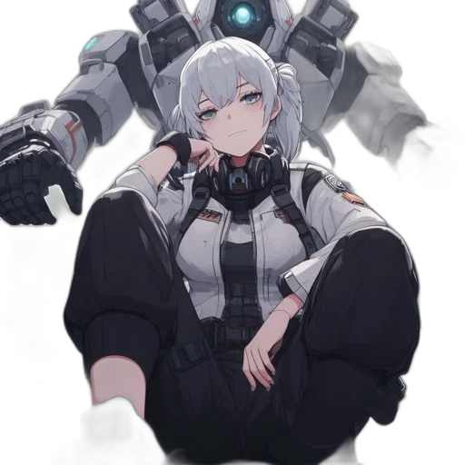 robot, weapon, jacket, creature, concept art, anime, cyberpunk, pixel art transparent PNG cut-out