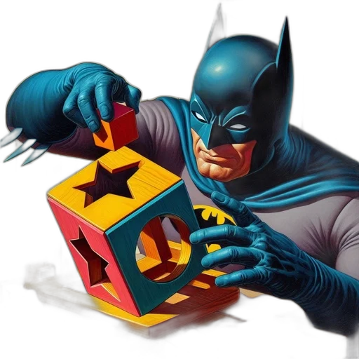 concept art, comic book art, 3d render, photorealistic, batman, his, iconic, costume transparent PNG cut-out