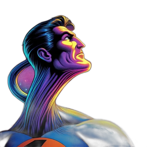 face, comic book art, concept art, 3d render, photorealistic, neon, colorful, stylized transparent PNG cut-out