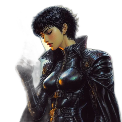 jacket, concept art, cyberpunk, fantasy art, comic book art, dark, futuristic, rainy transparent PNG cut-out