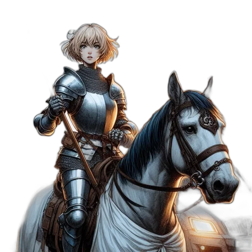 sword, fantasy art, concept art, comic book art, anime, monochrome, young, woman transparent PNG cut-out