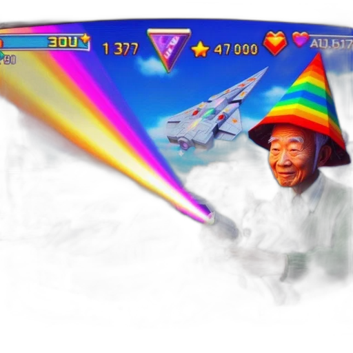 umbrella, weapon, sword, hat, vaporwave, pixel art, concept art, elderly transparent PNG cut-out
