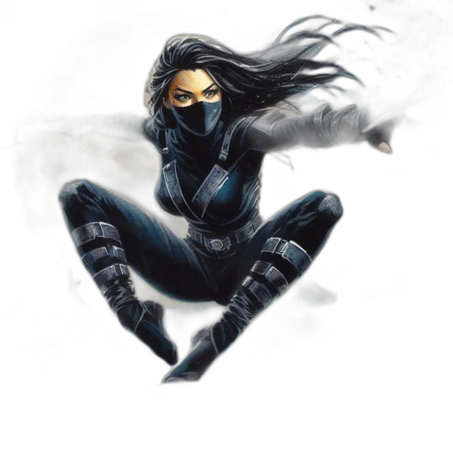 mask, comic book art, concept art, fantasy art, pixel art, dark, mysterious, ninja transparent PNG cut-out