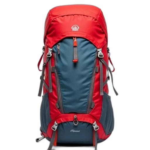 jacket, red, grey, hiking, backpack, blue, mesh, panel transparent PNG cut-out