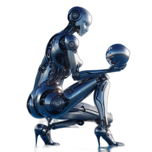 robot, furniture, concept art, cyberpunk, 3d render, outer space, metallic, futuristic transparent PNG cut-out
