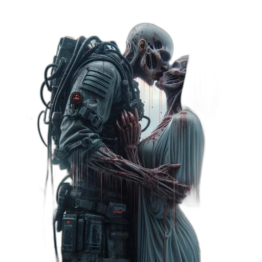 robot, creature, dress, cyberpunk, concept art, pixel art, comic book art, outer space transparent PNG cut-out