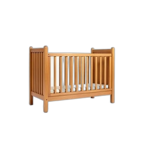 furniture, wooden, crib, simple, design, featuring, vertical, slats transparent PNG cut-out