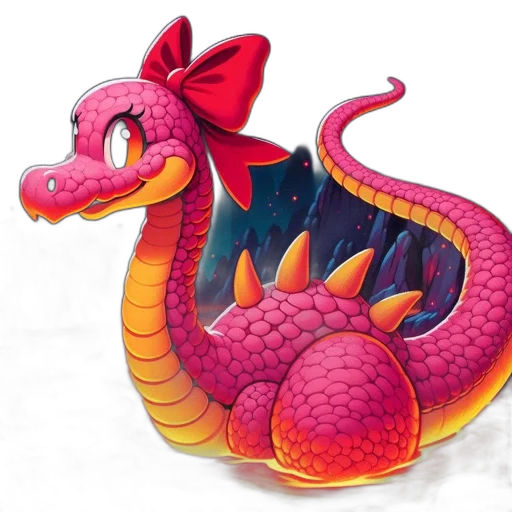 dragon, 3d render, fantasy art, concept art, photorealistic, pink, dragon-like, creature transparent PNG cut-out