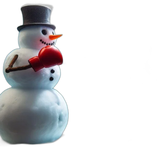 3d render, snowman, aquarium, faces, off, against, shark, while transparent PNG cut-out