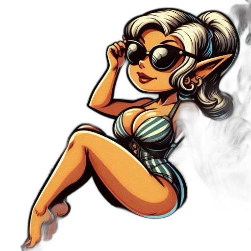 cartoon, comic book art, concept art, pixel art, character, silver, hair, pointed transparent PNG cut-out