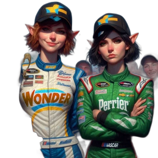 concept art, fantasy art, photorealistic, comic book art, outer space, two, animated, racer transparent PNG cut-out