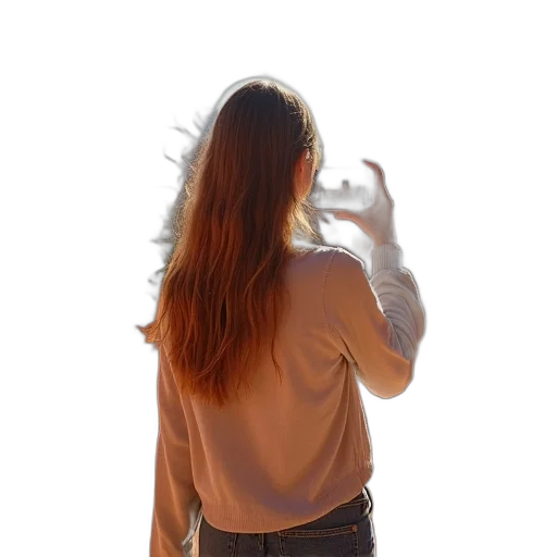 jacket, dress, hair, staff transparent PNG cut-out