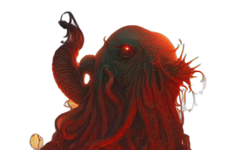creature, hair, mask, staff transparent PNG cut-out