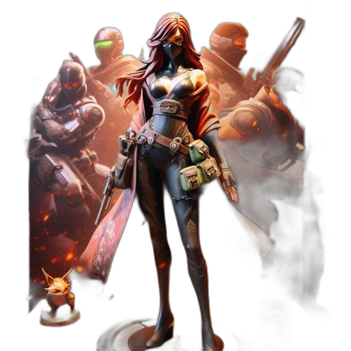 staff, concept art, fantasy art, comic book art, 3d render, life-sized, figurine, female transparent PNG cut-out