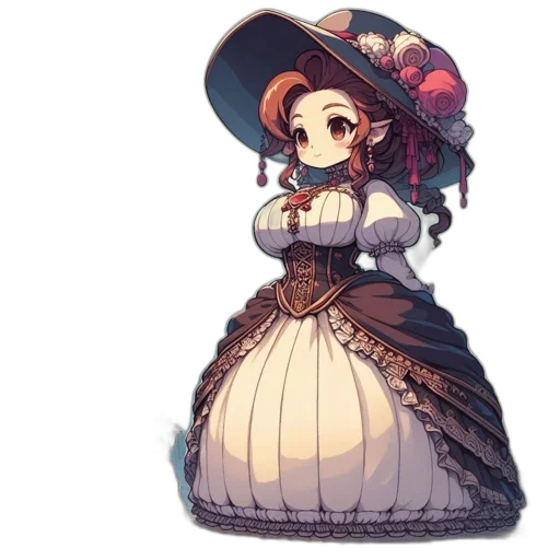 dress, hat, staff, crown, concept art, pixel art, fantasy art, anime transparent PNG cut-out