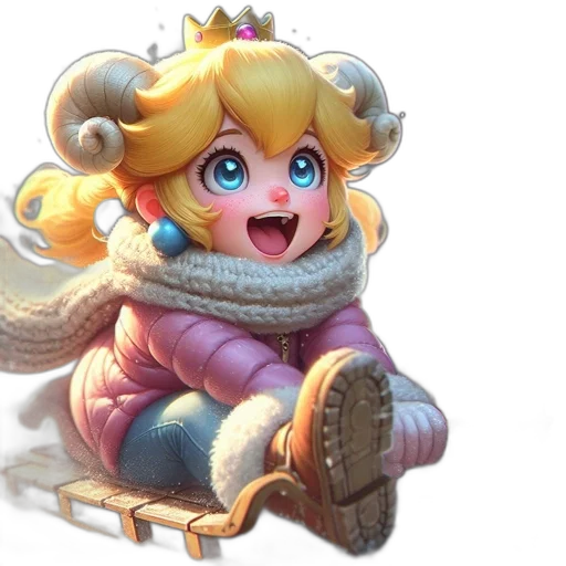 crown, concept art, 3d render, fantasy art, pixel art, animated, princess, sleds transparent PNG cut-out