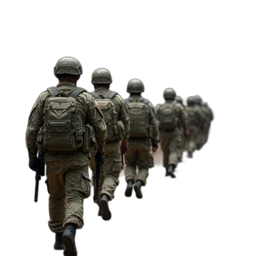 weapon, staff, 3d render, concept art, group, soldiers, marching, down transparent PNG cut-out