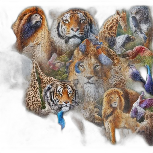 animal, photorealistic, oil painting, watercolor, fantasy art, elaborate, jigsaw, puzzle transparent PNG cut-out