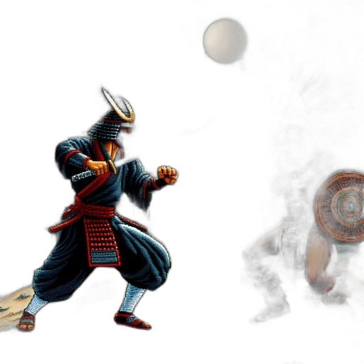 sword, concept art, fantasy art, 3d render, pixel art, outer space, warrior, samurai-style transparent PNG cut-out