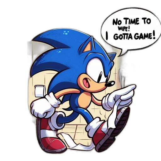 pixel art, concept art, comic book art, cartoon, sonic, hedgehog, runs, through transparent PNG cut-out