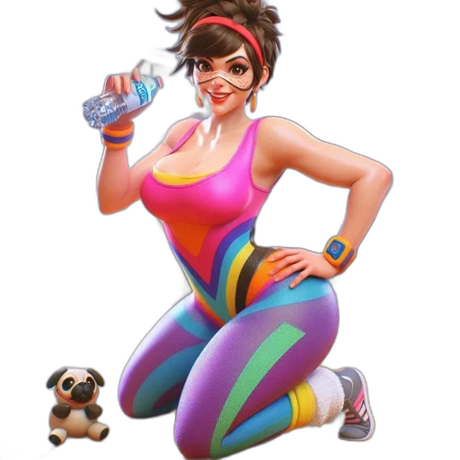 concept art, pixel art, 3d render, comic book art, neon, colorful, female, athlete transparent PNG cut-out