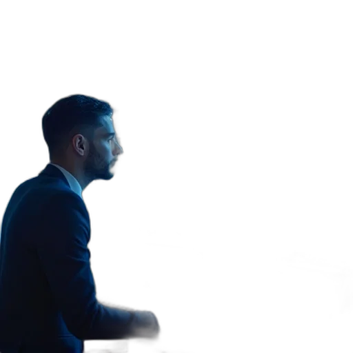 jacket, staff, face, robot, concept art, neon lights, fire, outer space transparent PNG cut-out