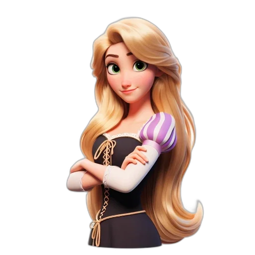 hair, staff, dress, face, 3d render, cartoon, concept art, fantasy art transparent PNG cut-out
