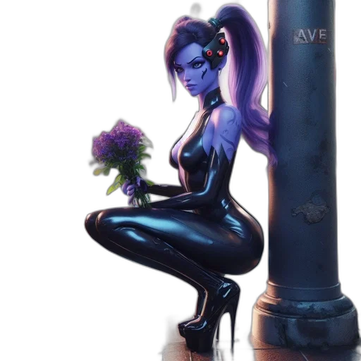 flower, concept art, comic book art, fantasy art, pixel art, blue, dark, ethereal transparent PNG cut-out