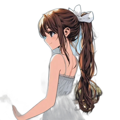dress, hair, staff, crown, anime, pixel art, cartoon, concept art transparent PNG cut-out