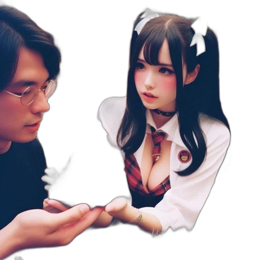 anime, photorealistic, concept art, oil painting, fire, two, individuals, miniature transparent PNG cut-out