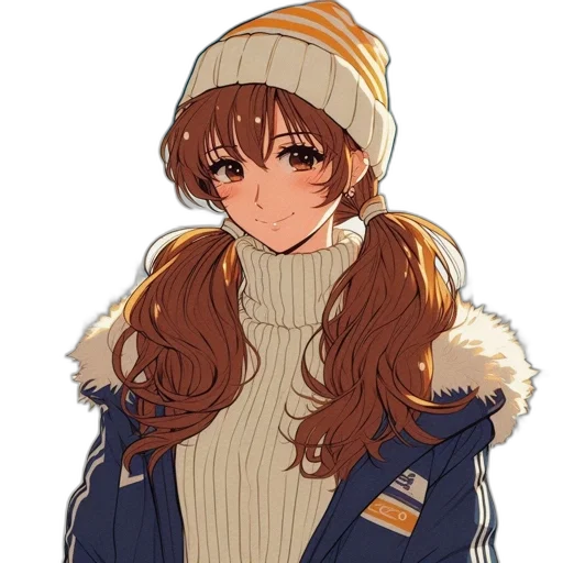 jacket, hat, face, staff, anime, pixel art, concept art, cartoon transparent PNG cut-out