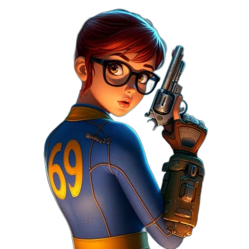 weapon, staff, robot, jacket, concept art, comic book art, cartoon, 3d render transparent PNG cut-out