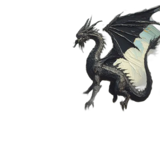 dragon, creature, animal, staff, fantasy art, concept art, 3d render, monochrome transparent PNG cut-out