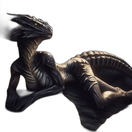 dragon, creature, animal, staff, concept art, fantasy art, 3d render, photorealistic transparent PNG cut-out